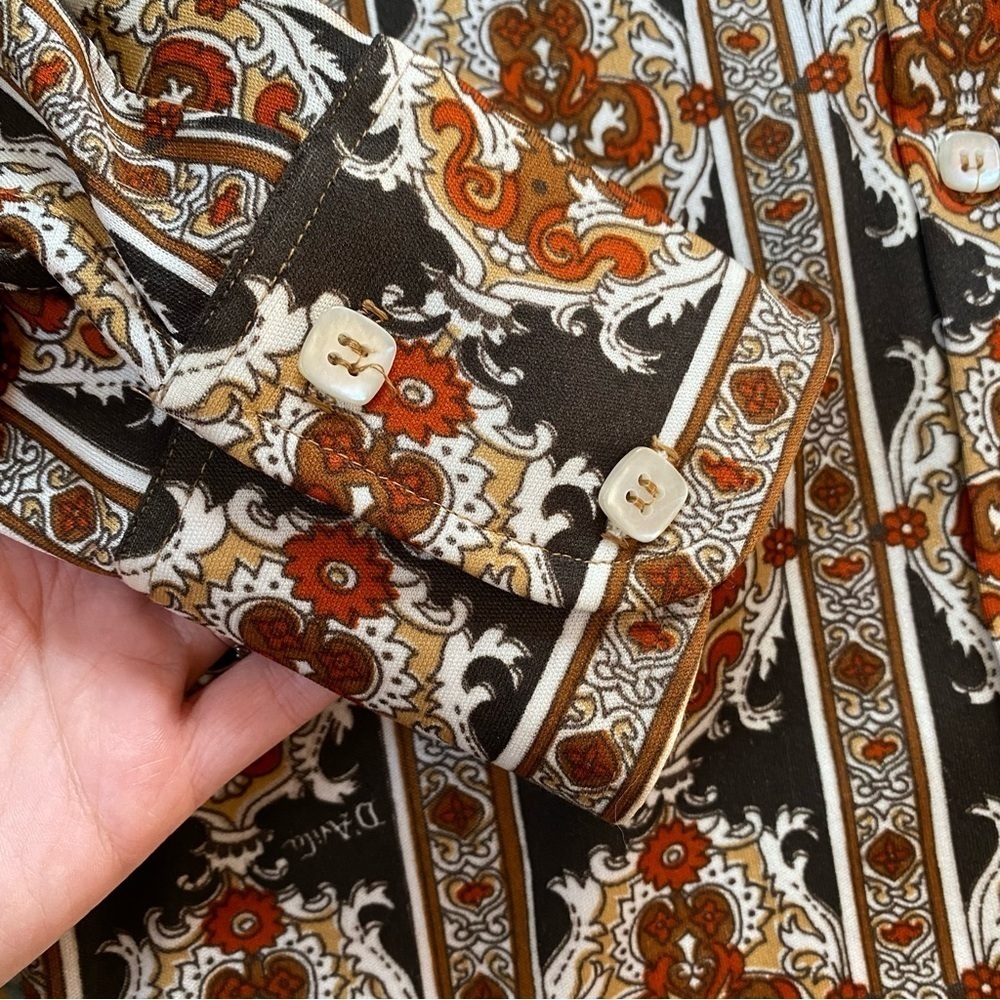 Vintage 1970s D’Avila Mens Button Down Dagger Collar Shirt - Picture 5 of 12